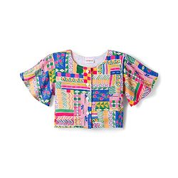 Babyhug Cotton Woven Half Sleeves Top & Lounge Pant Co-ord Set With Floral Print - Multicolor