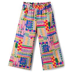 Babyhug Cotton Woven Half Sleeves Top & Lounge Pant Co-ord Set With Floral Print - Multicolor