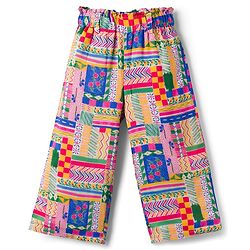 Babyhug Cotton Woven Half Sleeves Top & Lounge Pant Co-ord Set With Floral Print - Multicolor