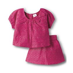 Babyhug Cotton Woven Half Sleeves Co-ords Sciffili Top & Shorts Set with Bow Applique - Fuchsia