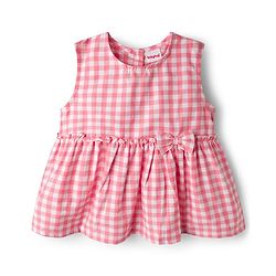 Babyhug Cotton Woven Sleeveless Checks Top & Shorts Co-ord Set - Peach