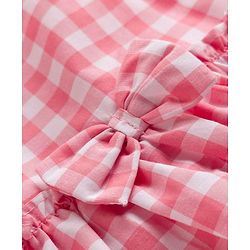 Babyhug Cotton Woven Sleeveless Checks Top & Shorts Co-ord Set - Peach