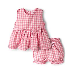 Babyhug Cotton Woven Sleeveless Checks Top & Shorts Co-ord Set - Peach