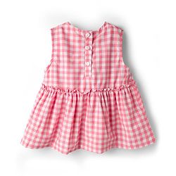 Babyhug Cotton Woven Sleeveless Checks Top & Shorts Co-ord Set - Peach
