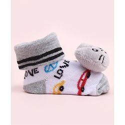 Cute Walk by Babyhug Sock Shoes With Animal Applique - Multicolour