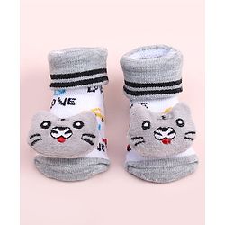 Cute Walk by Babyhug Sock Shoes With Animal Applique - Multicolour