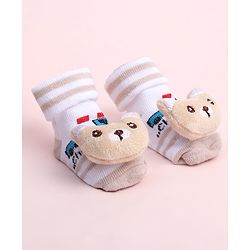Cute Walk by Babyhug Sock Shoes With Vehicle Design & Animal Applique - Multicolour