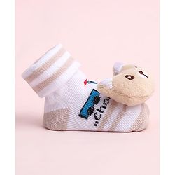 Cute Walk by Babyhug Sock Shoes With Vehicle Design & Animal Applique - Multicolour