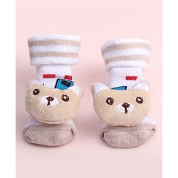 Cute Walk by Babyhug Sock Shoes With Vehicle Design & Animal Applique - Multicolour