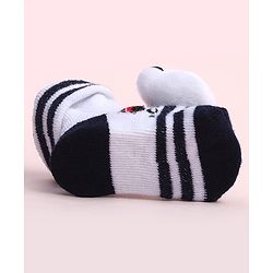 Cute Walk by Babyhug Sock Shoes With Stripes & Panda Applique - Multicolour