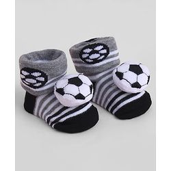 Cute Walk by Babyhug Sock Shoes With Stripes & Football Applique - Multicolour