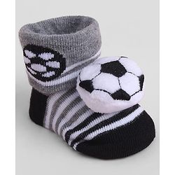 Cute Walk by Babyhug Sock Shoes With Stripes & Football Applique - Multicolour