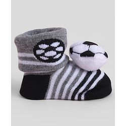 Cute Walk by Babyhug Sock Shoes With Stripes & Football Applique - Multicolour