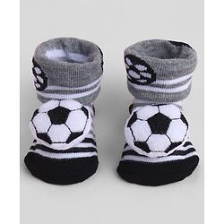 Cute Walk by Babyhug Sock Shoes With Stripes & Football Applique - Multicolour