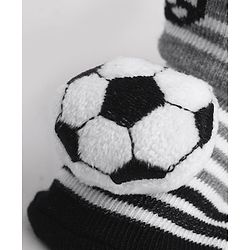 Cute Walk by Babyhug Sock Shoes With Stripes & Football Applique - Multicolour