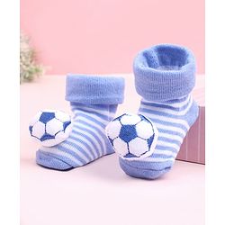 Cute Walk by Babyhug Sock Shoes With Stripes & Football Applique - Multicolour