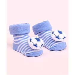 Cute Walk by Babyhug Sock Shoes With Stripes & Football Applique - Multicolour