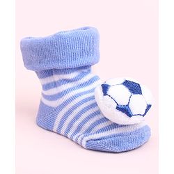 Cute Walk by Babyhug Sock Shoes With Stripes & Football Applique - Multicolour