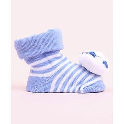 Cute Walk by Babyhug Sock Shoes With Stripes & Football Applique - Multicolour