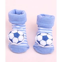 Cute Walk by Babyhug Sock Shoes With Stripes & Football Applique - Multicolour