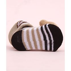 Cute Walk by Babyhug Sock Shoes With Stripes & Animal Applique - Multicolour