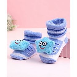 Cute Walk by Babyhug Sock Shoes With Star Applique & Stripes - Multicolour