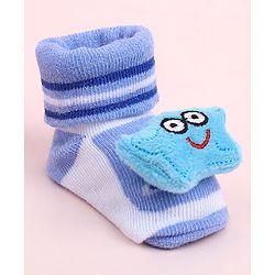 Cute Walk by Babyhug Sock Shoes With Star Applique & Stripes - Multicolour