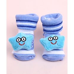 Cute Walk by Babyhug Sock Shoes With Star Applique & Stripes - Multicolour