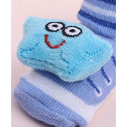 Cute Walk by Babyhug Sock Shoes With Star Applique & Stripes - Multicolour