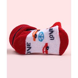 Cute Walk by Babyhug Sock Shoes With Car Applique & Stripes Design - Multicolour