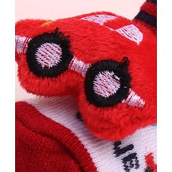 Cute Walk by Babyhug Sock Shoes With Car Applique & Stripes Design - Multicolour