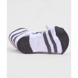 Cute Walk by Babyhug Sock Shoes With Penguin Applique & Vehicles Design & Stripes - Multicolour