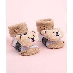 Cute Walk by Babyhug Sock Shoes With Animal Applique & Star Design - Multicolour