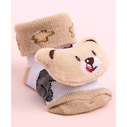 Cute Walk by Babyhug Sock Shoes With Animal Applique & Star Design - Multicolour