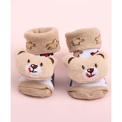 Cute Walk by Babyhug Sock Shoes With Animal Applique & Star Design - Multicolour