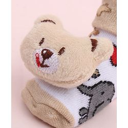 Cute Walk by Babyhug Sock Shoes With Animal Applique & Star Design - Multicolour