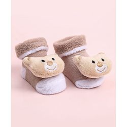 Cute Walk by Babyhug Sock Shoes With Bear Applique  - Multicolour
