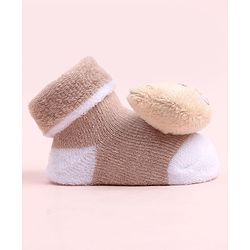 Cute Walk by Babyhug Sock Shoes With Bear Applique  - Multicolour