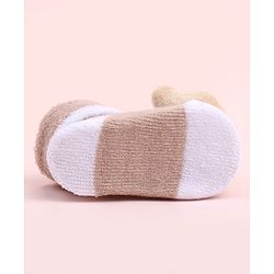 Cute Walk by Babyhug Sock Shoes With Bear Applique  - Multicolour