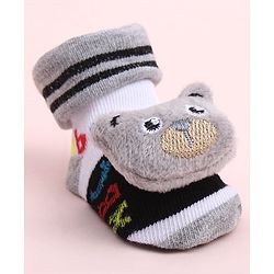Cute Walk by Babyhug Sock Shoes With Animal Applique & Numbers Design - Multicolour
