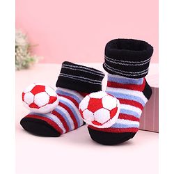 Cute Walk by Babyhug Sock Shoes With Football Applique & Stripes Design - Multicolour