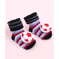 Cute Walk by Babyhug Sock Shoes With Football Applique & Stripes Design - Multicolour