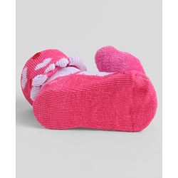 Cute Walk by Babyhug Sock Shoes With Animal Applique & Hearts Design - Multicolour