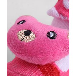 Cute Walk by Babyhug Sock Shoes With Animal Applique & Hearts Design - Multicolour