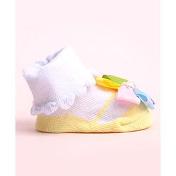 Cute Walk by Babyhug Socks Shoes With Floral Applique - Multicolor