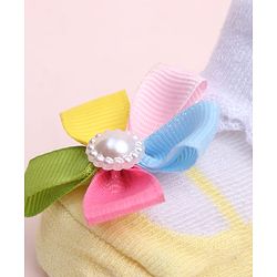 Cute Walk by Babyhug Socks Shoes With Floral Applique - Multicolor