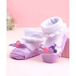 Cute Walk by Babyhug Socks Shoes With Bow Applique - Multicolor