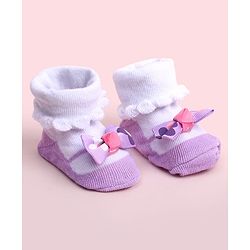 Cute Walk by Babyhug Socks Shoes With Bow Applique - Multicolor