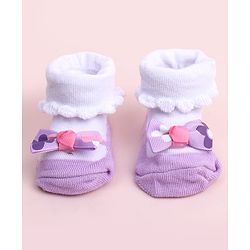 Cute Walk by Babyhug Socks Shoes With Bow Applique - Multicolor