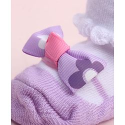 Cute Walk by Babyhug Socks Shoes With Bow Applique - Multicolor